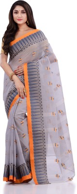 Desh Bidesh Woven Handloom Pure Cotton Saree(Grey)