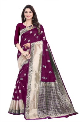 Dada Creation Woven Kanjivaram Jacquard, Pure Silk Saree(Purple)