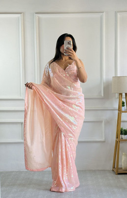Stylee Couture Embroidered Bollywood Georgette Saree(Orange)
