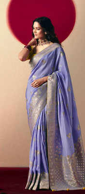 Shree nath Sadi Centre Solid/Plain Bollywood Silk Blend Saree(Purple)