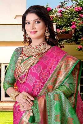jayant creation Printed Bollywood Silk Blend Saree(Pink)