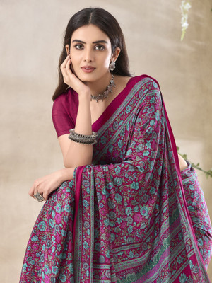 Divastri Printed Daily Wear Crepe Saree(Pink)