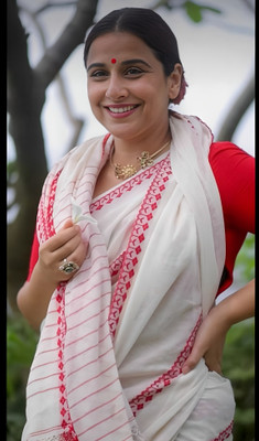 LDma Woven Tant Handloom Pure Cotton Saree(White)