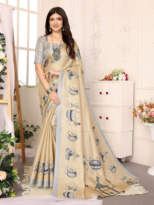 Divastri Printed Bollywood Art Silk Saree(Beige)