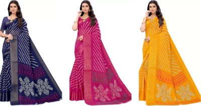 Vimalnath Synthetics Printed Daily Wear Cotton Silk Saree(Pack of 3, Multicolor)