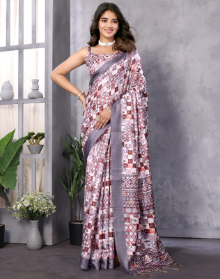 YASHIKA Printed Bollywood Art Silk Saree(Grey)