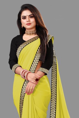 MeghDall Printed Daily Wear Georgette Saree(Yellow)