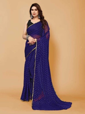 Shri Savitri Creation Printed Bollywood Chiffon Saree(Dark Blue)