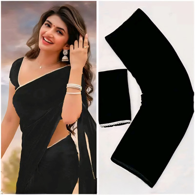 Arpita Fashion Solid/Plain, Self Design Bollywood Georgette Saree(Black)