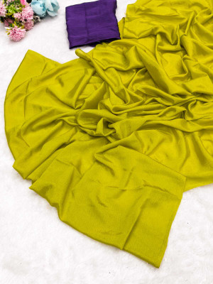 gajanand creation Solid/Plain Daily Wear Georgette Saree(Light Green)