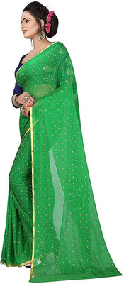 Prutha Fashions Embellished Bollywood Chiffon Saree(Green)