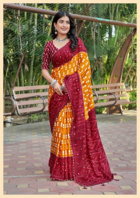 Trisha Tex Digital Print Bollywood Cotton Blend Saree(Red)