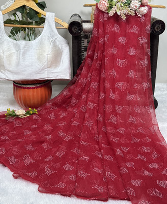 SROLY Embellished Bollywood Net Saree(Maroon)