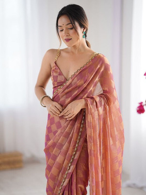 Online Bazaaar Embellished Bollywood Chiffon Saree(Orange)