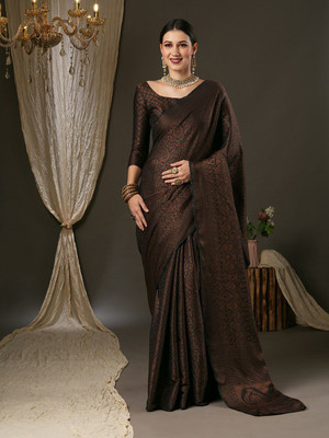 ANOUK Woven Banarasi Silk Blend Saree(Black)