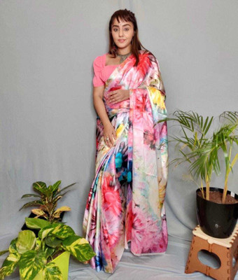 Arpita Fashion Digital Print Bollywood Crepe Saree(Multicolor)
