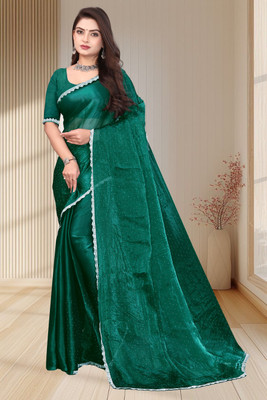 MAHAKALI CLOTHING Embellished Bollywood Silk Blend Saree(Blue)