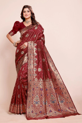 DHAYNAAND REEWA FASHION Embellished Banarasi Georgette Saree(Maroon)
