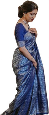 JATADHAR FAB Self Design Banarasi Jacquard Saree(Blue)