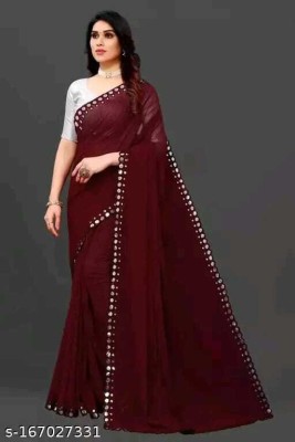 Riddhi Enterprise Woven Bollywood Chiffon Saree(Maroon)