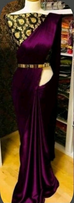 Arpita Fashion Solid/Plain, Self Design Bollywood Satin Saree(Magenta)