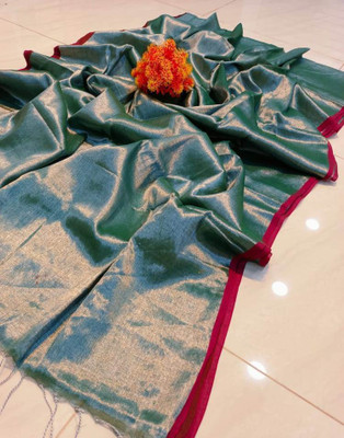 BiswasTextiles Self Design Tant Pure Cotton Saree(Light Blue)