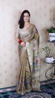 all about you Woven Bollywood Silk Blend Saree(Yellow)