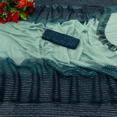 ICEBERGEXIM Embroidered Banarasi Georgette Saree(Multicolor)