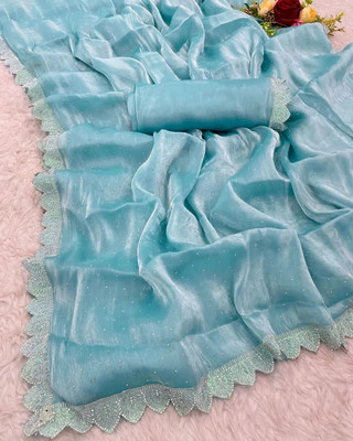 Pionex Self Design Bollywood Jimmy choo Saree(Light Blue)