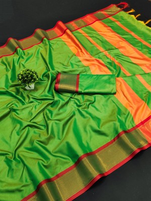 SuperLaxmi Solid/Plain Mysore Cotton Silk Saree(Green)