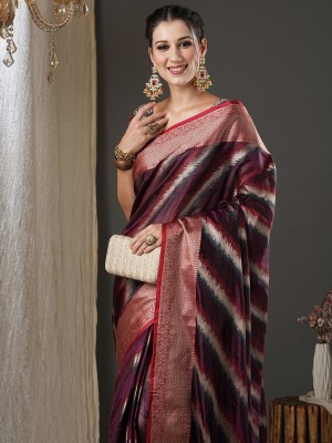 Sareemall Woven Banarasi Organza Saree(Maroon)