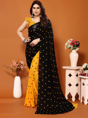 Moda Rapido Printed, Self Design Daily Wear Georgette Saree(Yellow)