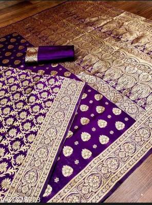 Laksh Woven Banarasi Art Silk Saree(Purple)