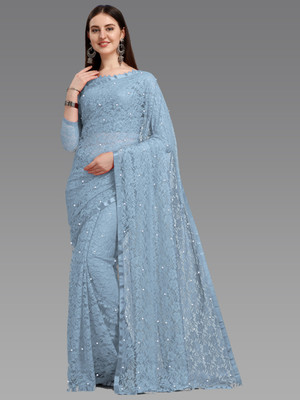 LOROFY Self Design Bollywood Net Saree(Multicolor)