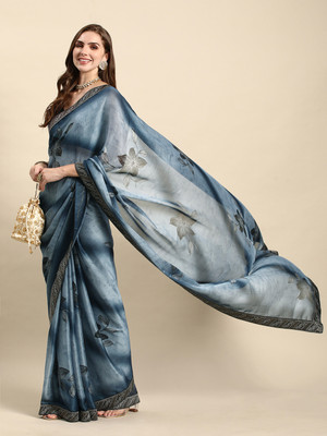 RATAN Printed Daily Wear Chiffon Saree(Blue)