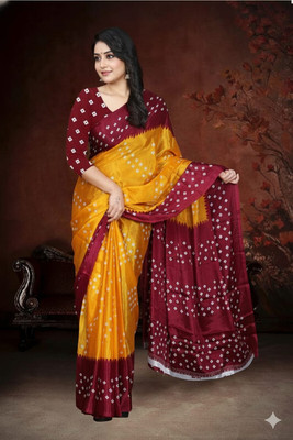 jihana fab Printed Banarasi Chiffon Saree(Multicolor)