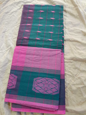 Bikash Dutta Fashion Self Design Tant Pure Cotton Saree(Dark Green)