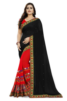 Arriva Fab Embroidered Bollywood Georgette Saree(Red)