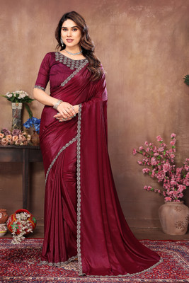 TATHASTU FASHIONS Self Design Bollywood Cotton Silk Saree(Maroon)