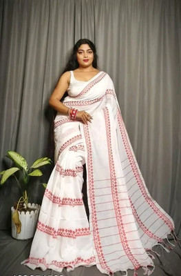 SSK Self Design Bollywood Cotton Blend Saree(Black)