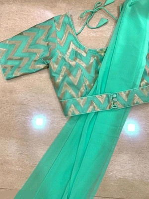 DRIZOMIZ Solid/Plain Bollywood Georgette Saree(Light Green)