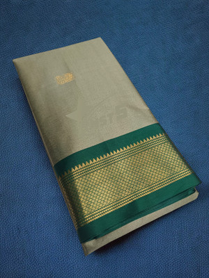 NST5 Solid/Plain Daily Wear Cotton Silk, Polyester Saree(Green)