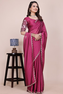 K 5 FASHION Embroidered Bollywood Georgette Saree(Pink)