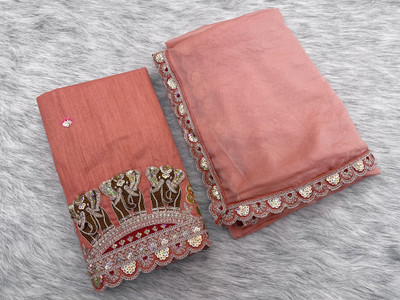 Ttex Woven Bollywood Viscose Rayon Saree(Orange)