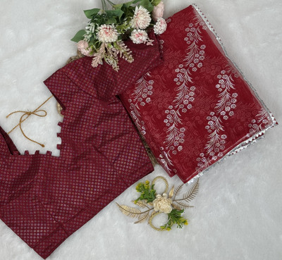 PATTARI Printed Bollywood Net Saree(Maroon)
