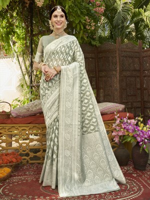 ANOUK Woven Kanjivaram Art Silk Saree(Grey)