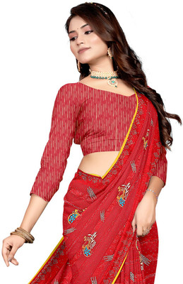 Jufilox Printed Daily Wear Art Silk Saree(Maroon)