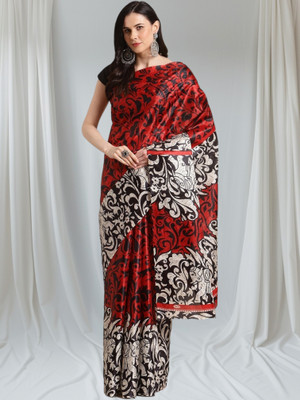 Grubstaker Printed Banarasi Tussar Silk Saree(Multicolor)