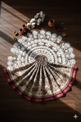 Sanjana Silks Printed Bollywood Mulmul Saree(Grey)