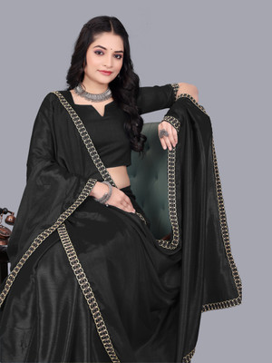 KURTAKULTURE Embellished Bollywood Georgette Saree(Black)